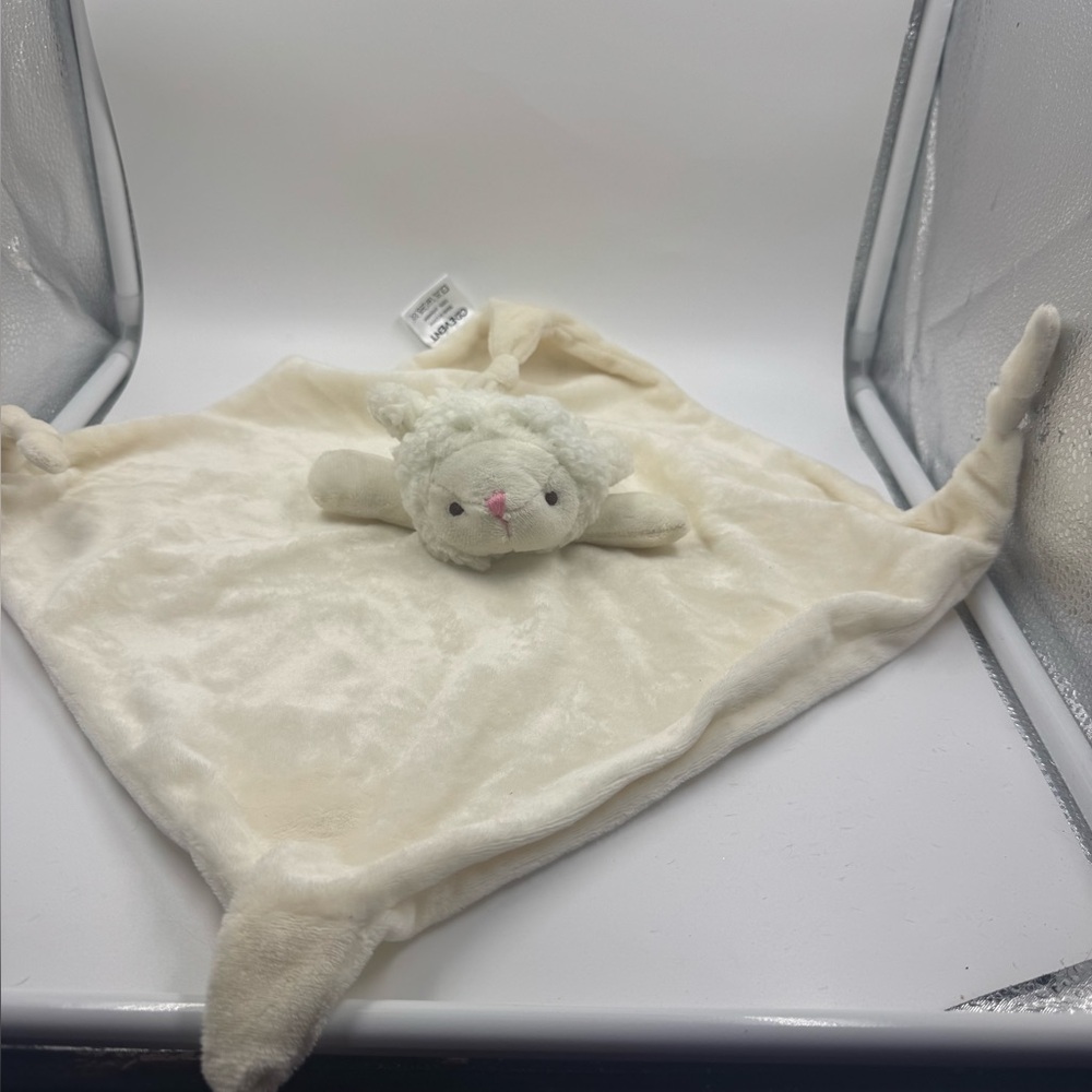 CREVENT Cream Cozy Lamb sheep Plush Baby Security Blanket knotted Lovey